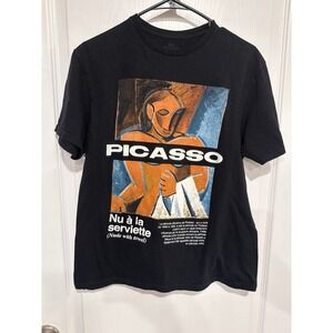 Picasso Nu a la serviette Nude with Towel Art Graphic T-Shirt Black Medium